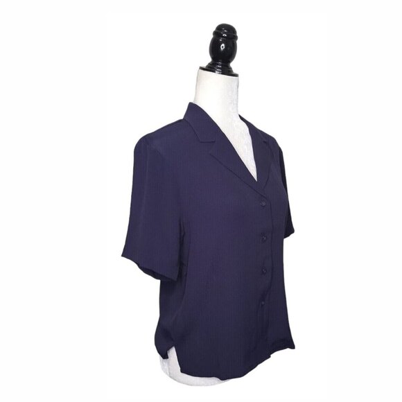 Frank And Oak Women's Blouse Size XS/XL Blue Short Sleeve Fluid Camp Collar - Picture 3 of 11